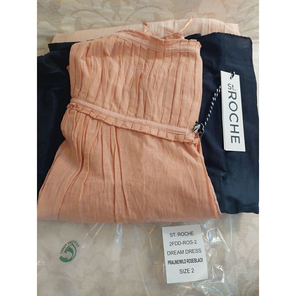 NWT St Roche Dream Maxi Halter Dress Pink Black Cotton/Silk Hand Dyed Sz 2 $485 - Picture 13 of 13